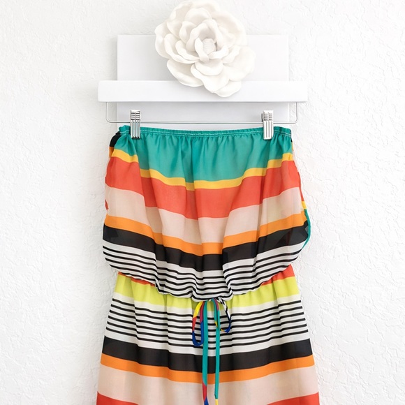 Colorful Strapless Midi Dress | Resort Vacation Sundress | Boho Summer Dress - Picture 2 of 8